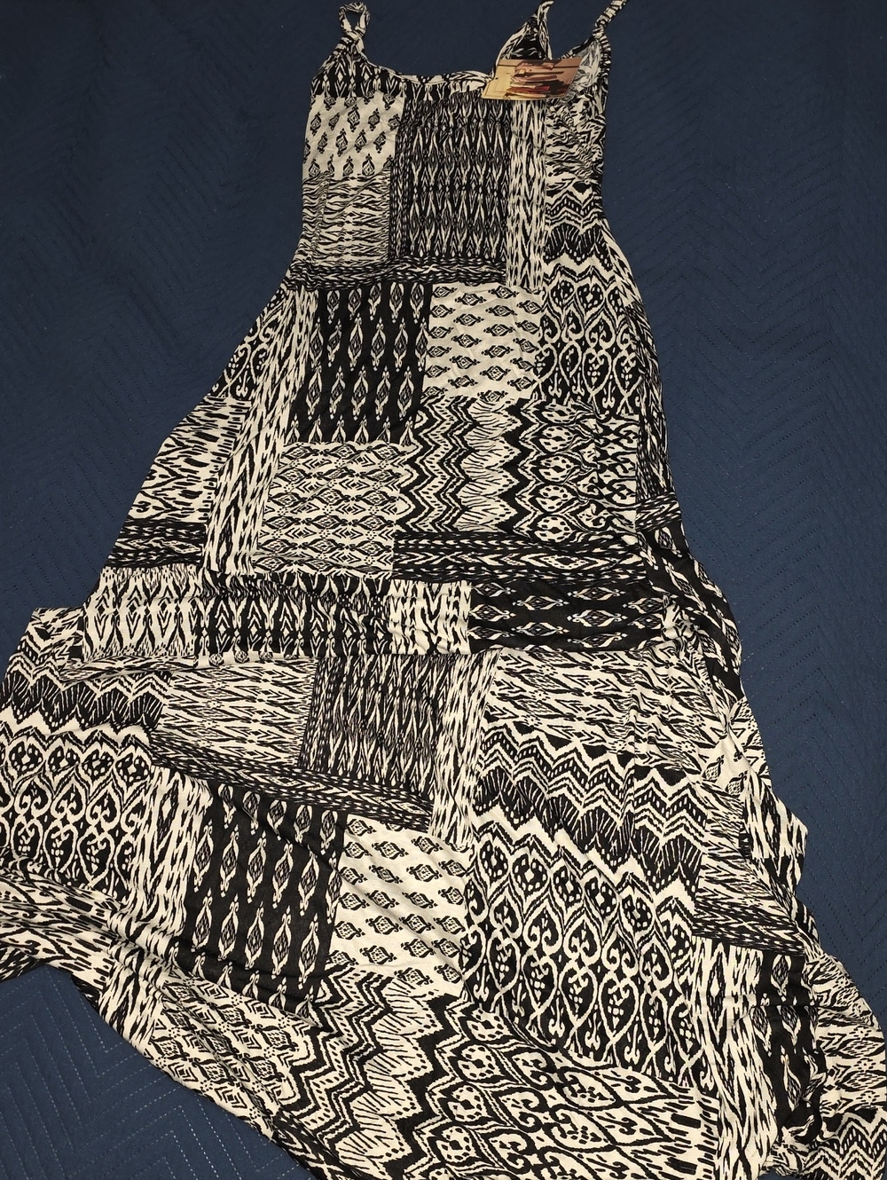 Staring at Stars Black and White Patchwork Maxi Skirt